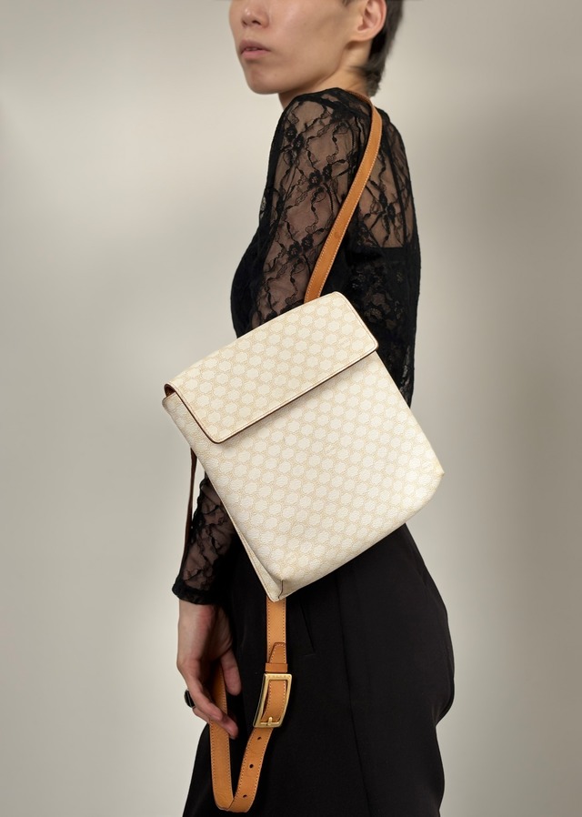 CELINE セリーヌ マカダム バックパック ホワイト フラップ vintage ヴィンテージ オールド w8wdat