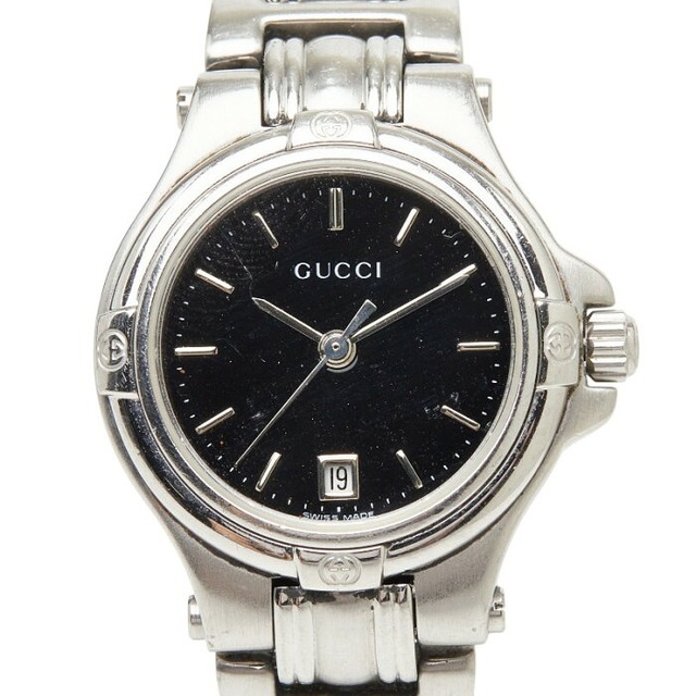 グッチ 腕時計 9040L クオーツ ブラック文字盤 ステンレススチール レディース GUCCI 【中古】