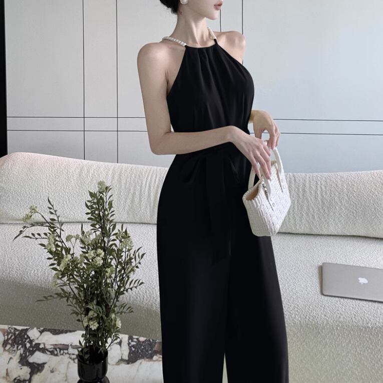 オールインワン レディース ワイドパンツ S M L パール きれい お呼ばれ かっこいい クール カッコイイ かわいい 大人可愛い きれいめ カジュアル エレガント おしゃれ お洒落 おとな こなれ感 抜け感 無地 OL 通勤 学生 通学 デート お出かけ 休日 パーティー イベント 結婚式 二次会 お買い物 ブラック 黒 春 夏 秋 冬 10代 20代 30代 40代 韓国 韓国系 着回し 普段使い 体型カバー ファッション コーデ モテ トレンド 流行 インスタ映え