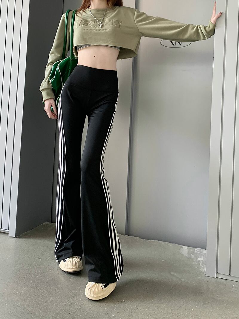 ストライプレイヤードフレアパンツ seyto（セイト）の「Stripe layered flare pants / ストライプ