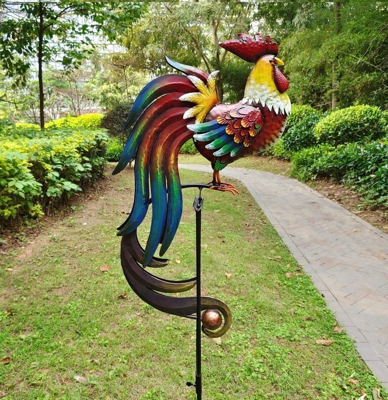 ガーデン オブジェ 猫 鶏 ロッキング 置物 オーナメント ガーデニング