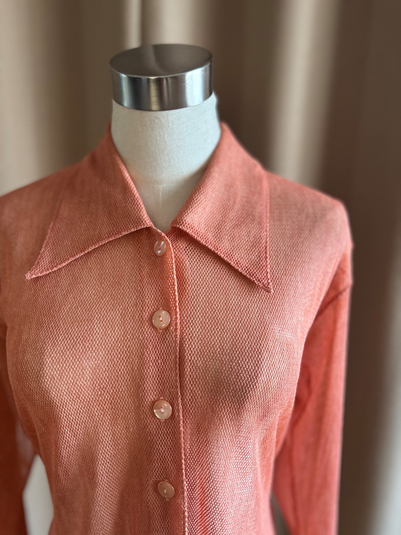 MARIE CLAUDE orange sheer shirt-5185-3