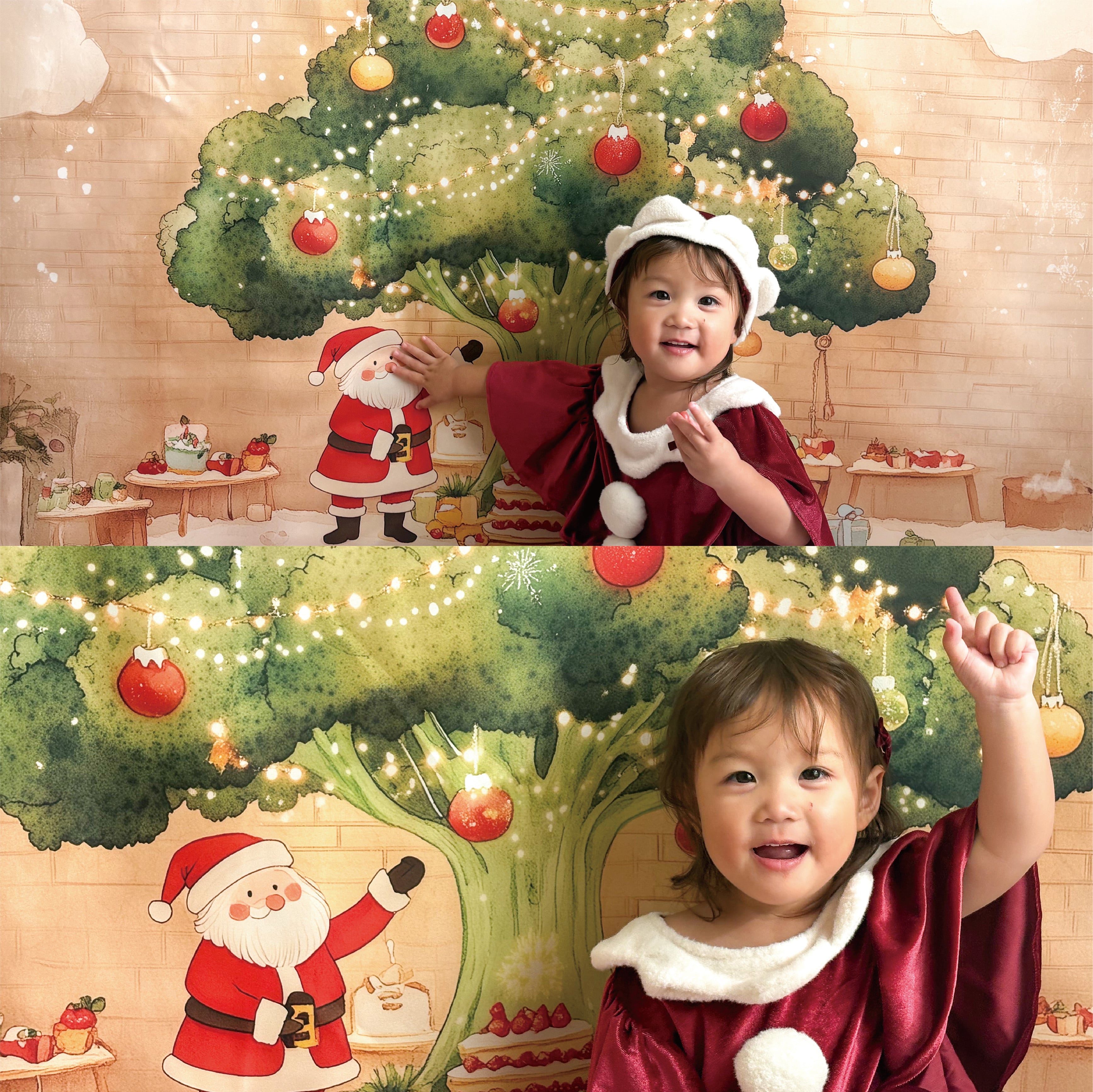 サンタとクリスマスツリーマット / おうちスタジオ /おうちフォトに