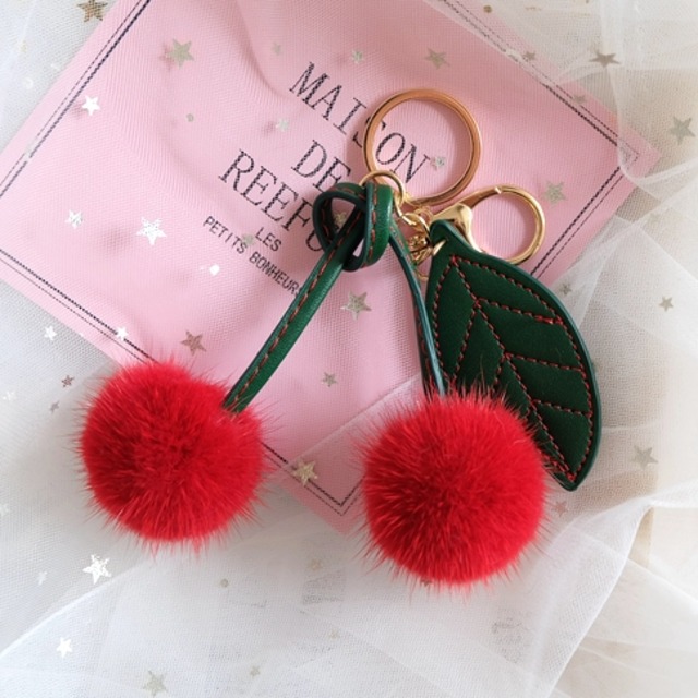 ふわふわ チェリースキーホルダー*L-192