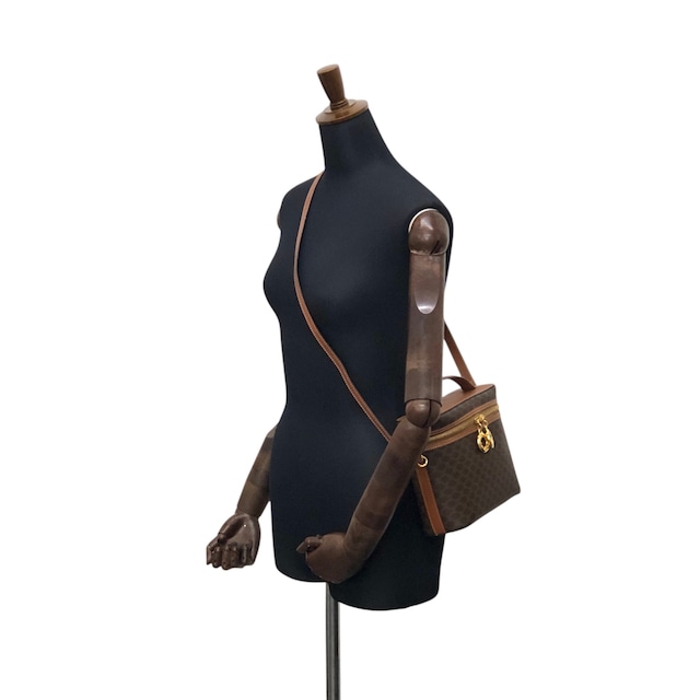 CELINE セリーヌ マカダム ショルダーバッグ ブラウン サークルロゴチャーム PVC バニティバッグ 2WAY vintage ヴィンテージ オールド 6zcbz5
