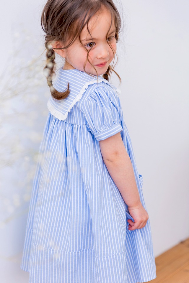 セーラーストライプワンピース〈Blue〉