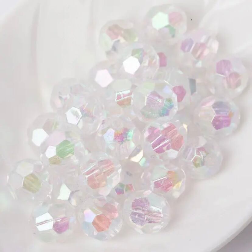 ABカットアクリルビーズ パールクリエイト 100個 10mm 両穴 透明
