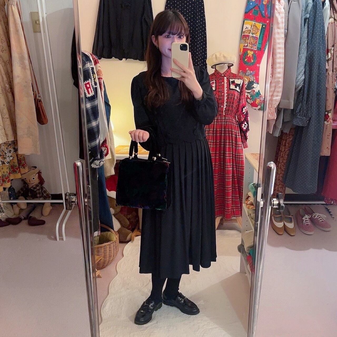 black mini flower separate one-piece