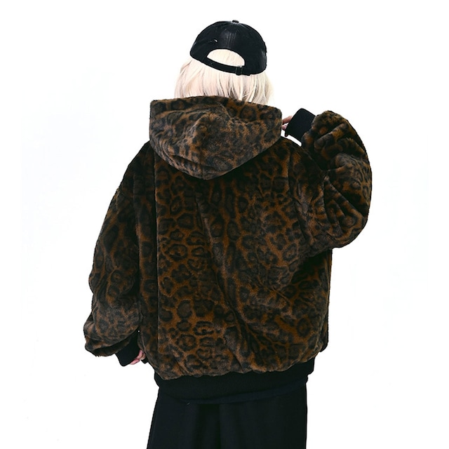 レオパードリバーシブルフードブルゾン 2col R01313