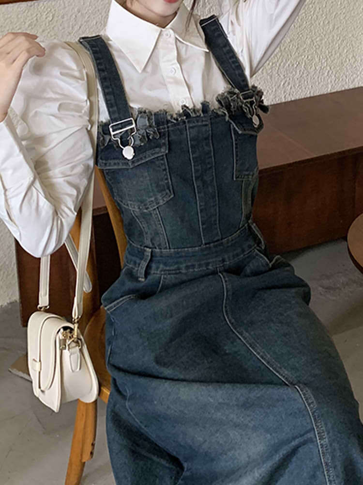 パドカレ✽デニムジャンパースカート nofl】コットンデニムジャンパースカート 644209870 | ナチュラル服