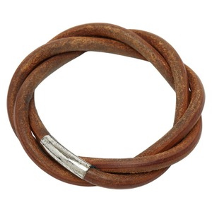 エルメス トルネードブレス ブレスレット ブラウン シルバー レザー メタル レディース HERMES 【中古】