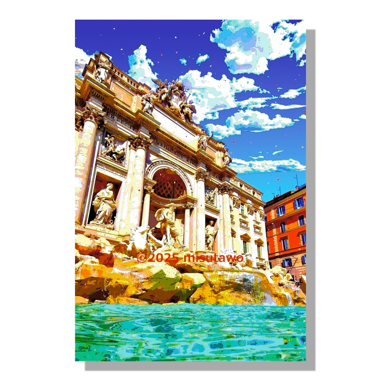 アートポスター】イタリア サンピエトロ広場とローマの街並み（作品No