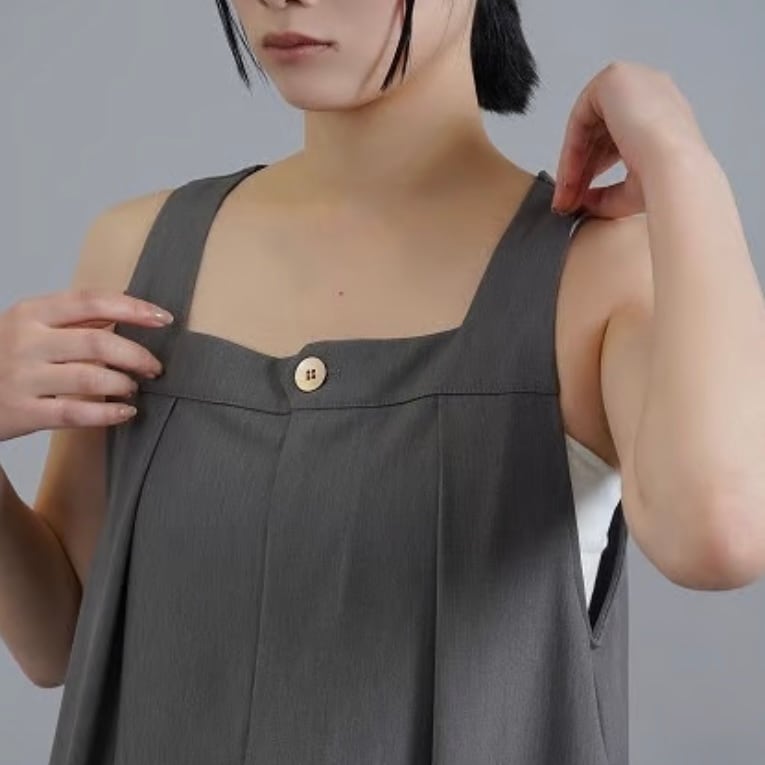 CYAN TOKYO 】バストタックワイドサロペット BROWN/36 | valance 福井