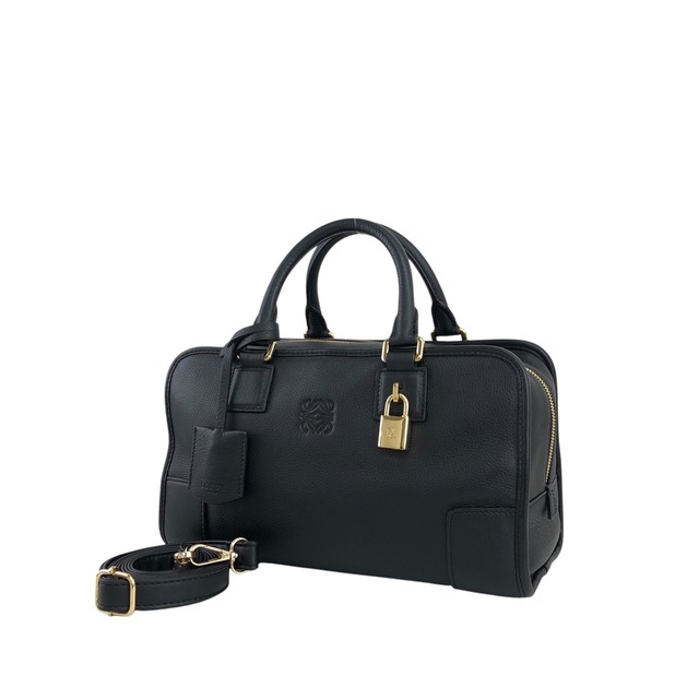 LOEWE ロエベ アマソナ28 ハンドバッグ 2way ブラック アナグラム レザー ミニボストン vintage ヴィンテージ オールド bagdfe