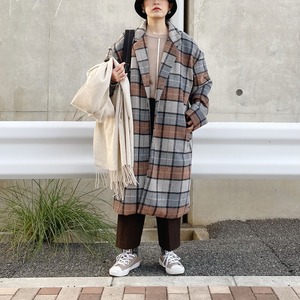 Woolly check chester coat