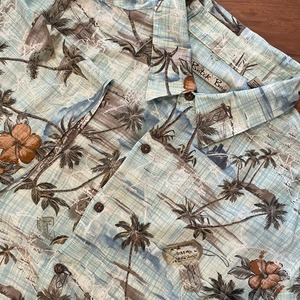 【Batik Bay】アロハシャツ 柄シャツ 総柄 レーヨン100% カメラ ヨット ハイビスカス XL US古着