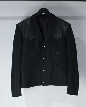 【Caka BLACK】Leather Switching Vintage Short Length Western Tailored Jacket