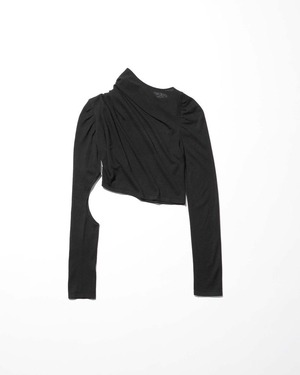 【25AW】MUKCYEN ムッシャン / asymmetrical knit long sleeves / ニットトップス