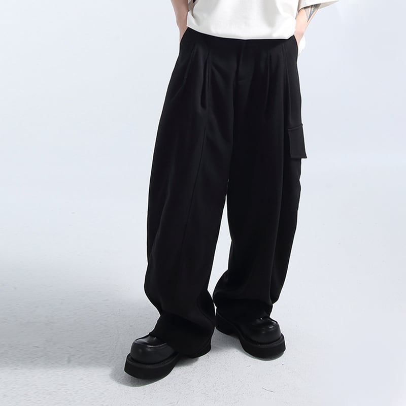 GRNLボリューム感裾調節可能なワイドパンツ