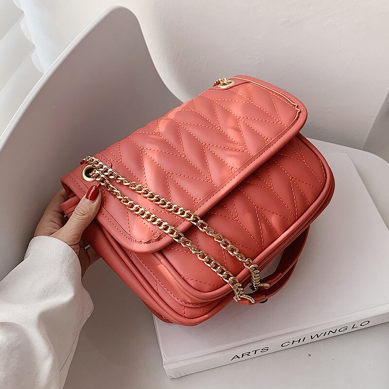 チェーン レッド スクウェア メッセンジャーバッグ 手作りハンドバック45890653909