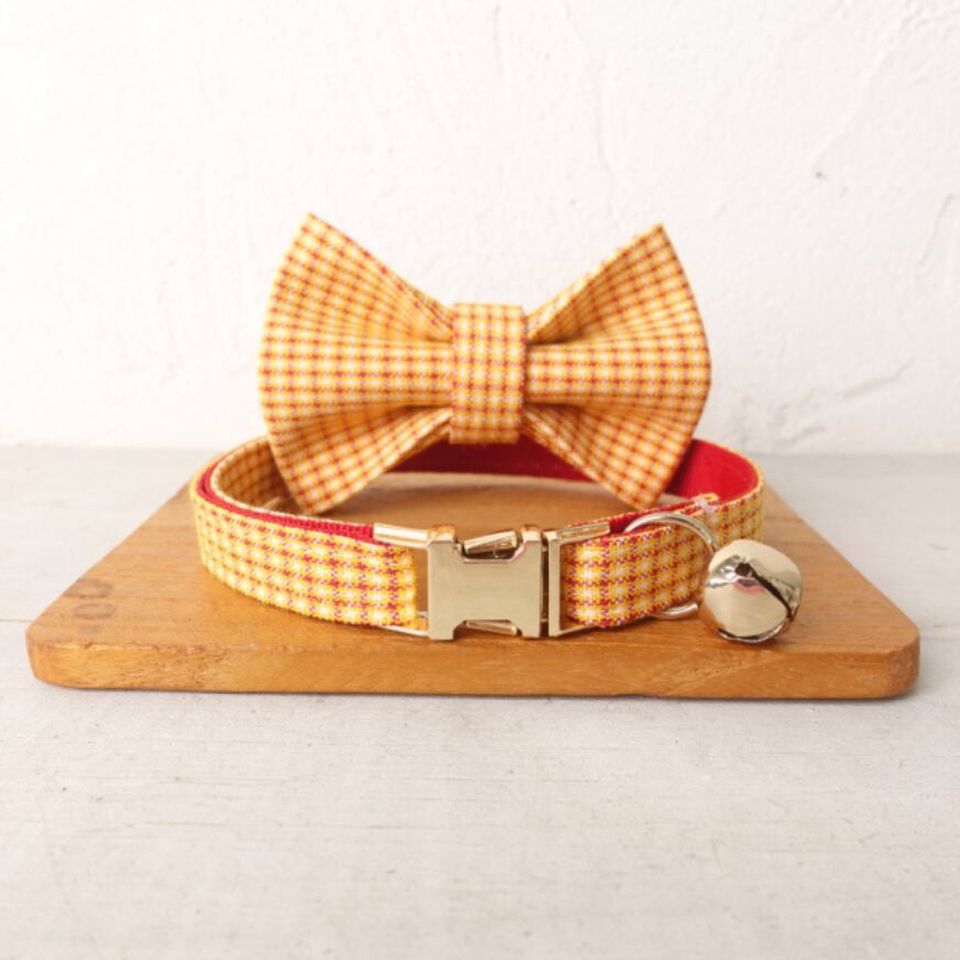 おなまえ猫首輪【オレンジ×ガンクラブチェック】