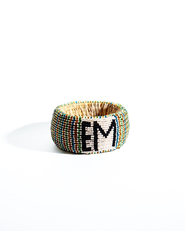 Beaded EM handmade glass bangle