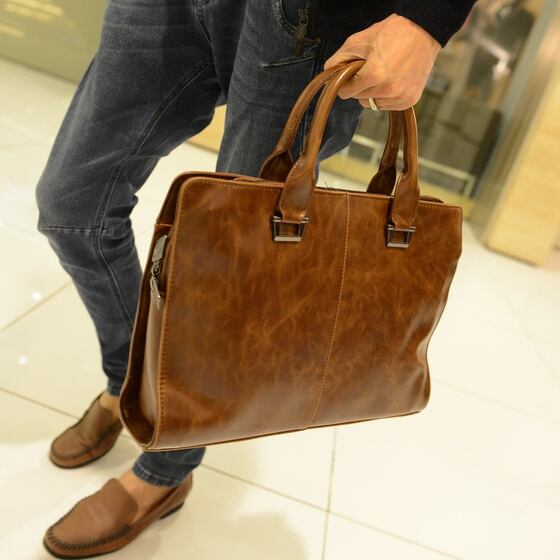 【予約販売】バッグ ビジネスバッグ レザー メンズ シンプル スクエア ビジネス 通勤 通学 ブラウン ブラック A4 大容量 こなれ感 お洒落 韓国 トレンド