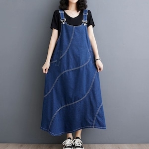 A-LINE LONG DENIM JUMPER DRESS 1color M-8972