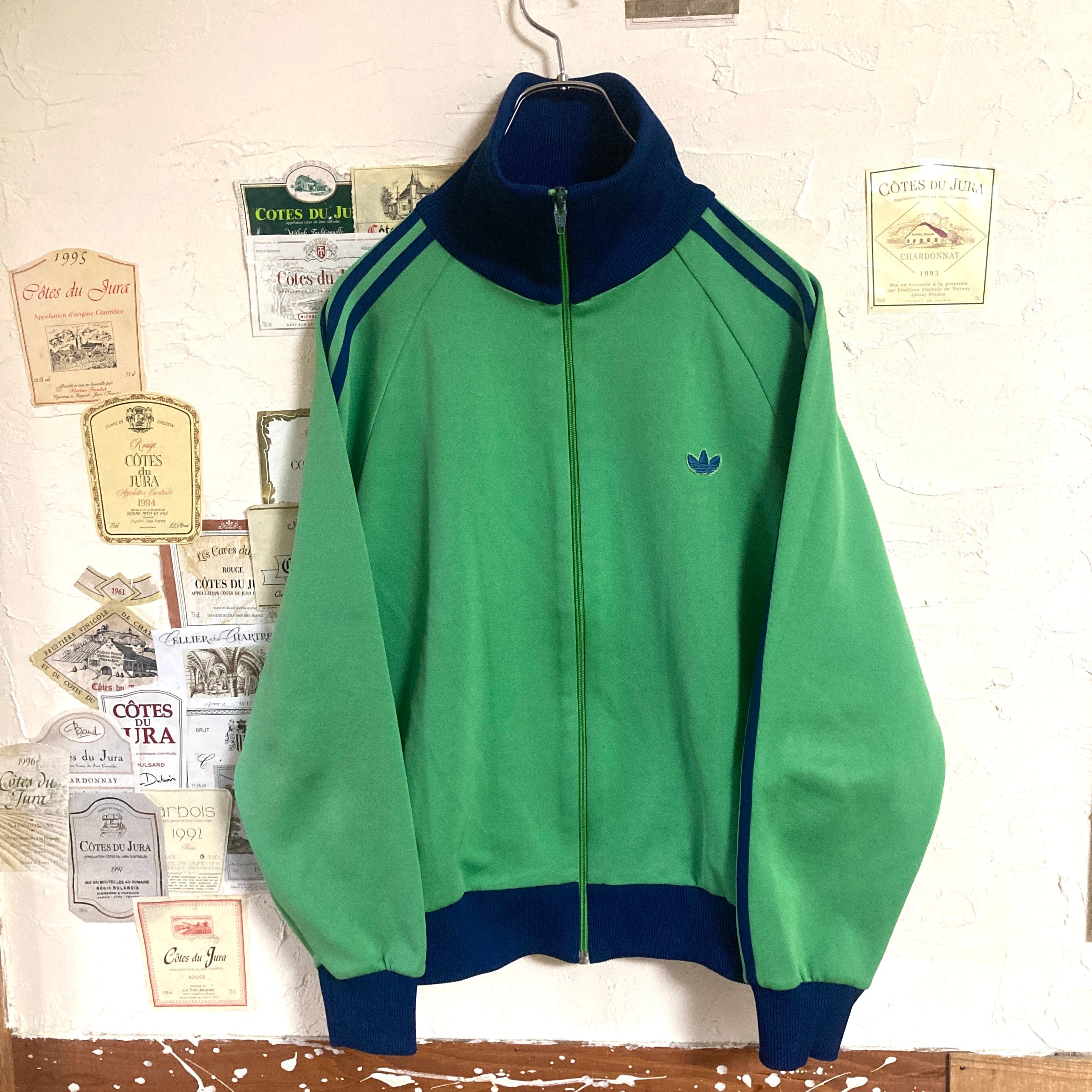 90s adidas　トラックジャケット　ネイビー×グリーン