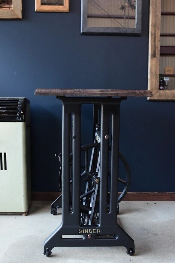 SINGER エイジング塗装天板 ストレート脚 80cm*45cm