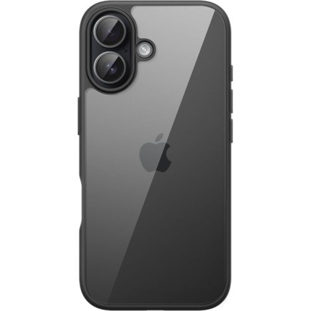 JETech iPhone 17 6.3インチ用 ケース 耐衝撃スマホバンパーカバー ソリッドカラー マットTPUフレーム 傷つけ防止 クリアバック ブラック 73