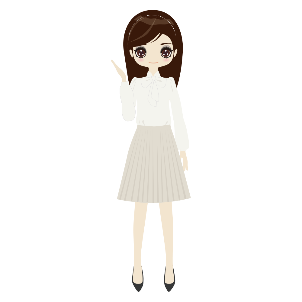 案内ポーズをするストレートヘアの女性 こども箱