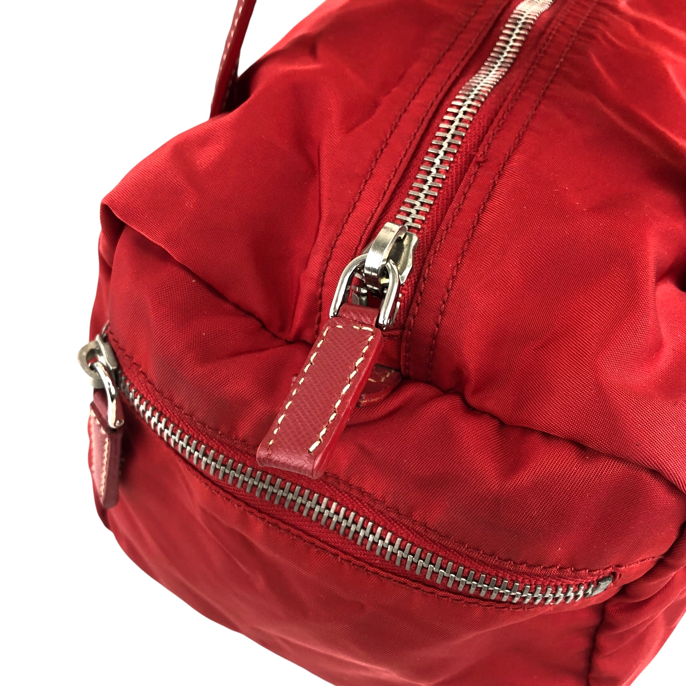 PRADA プラダ ハンドバッグ レッド トライアングルロゴ ナイロン ミニ
