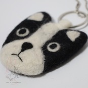ハンドメイド 羊毛フエルトのキーチャーム ボストンテリア(黒白)/柴犬(茶白)