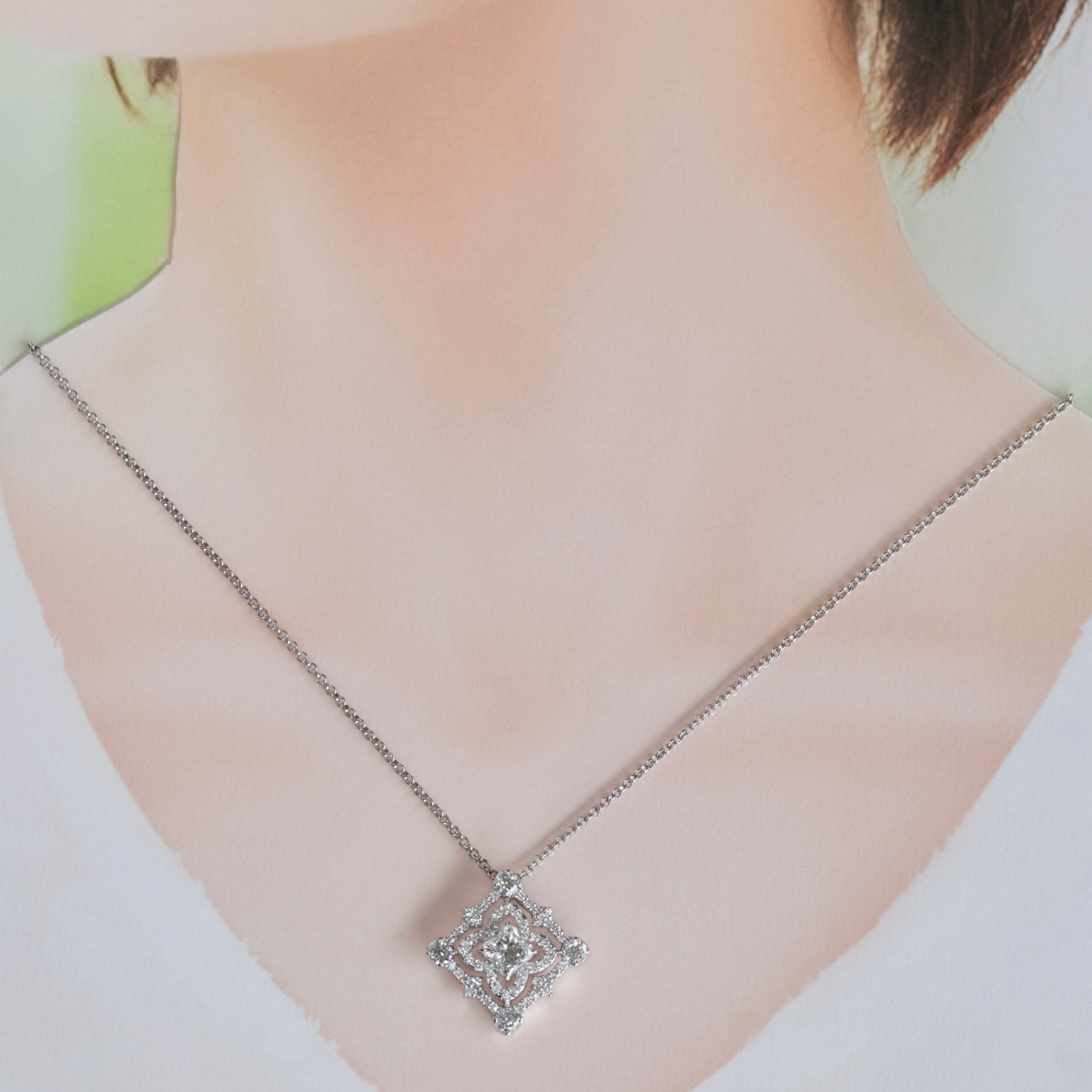 Pt900 リリーカット ダイヤモンド 1.017ct 1.11ct ネックレス G VS1 