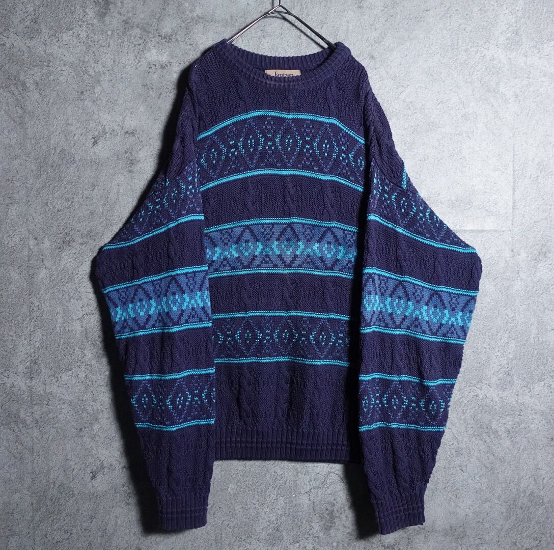Geometric Pattern Low & High Gauge Design Knit