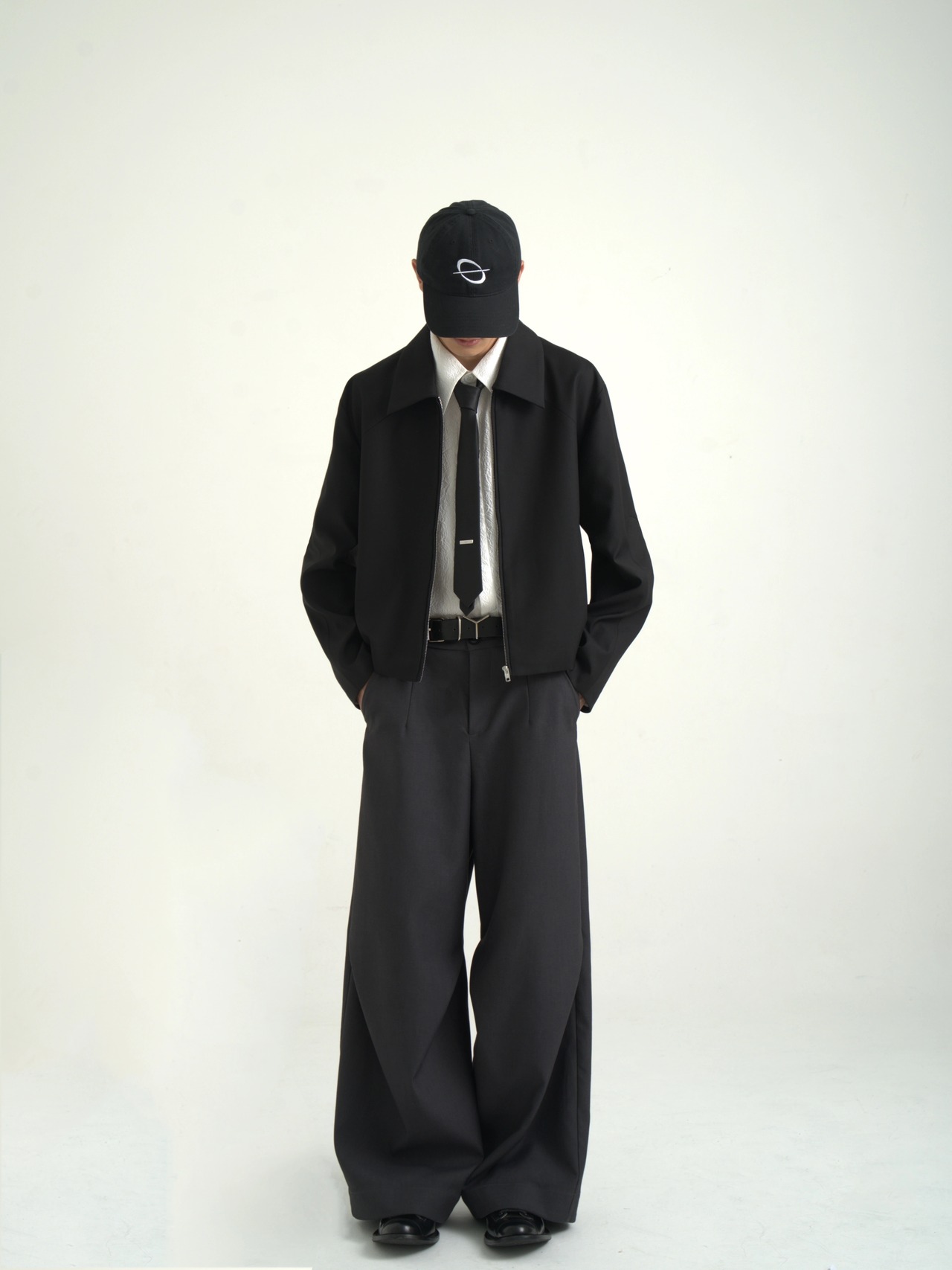 Nothingnoth Slant Pleat Wide Pants