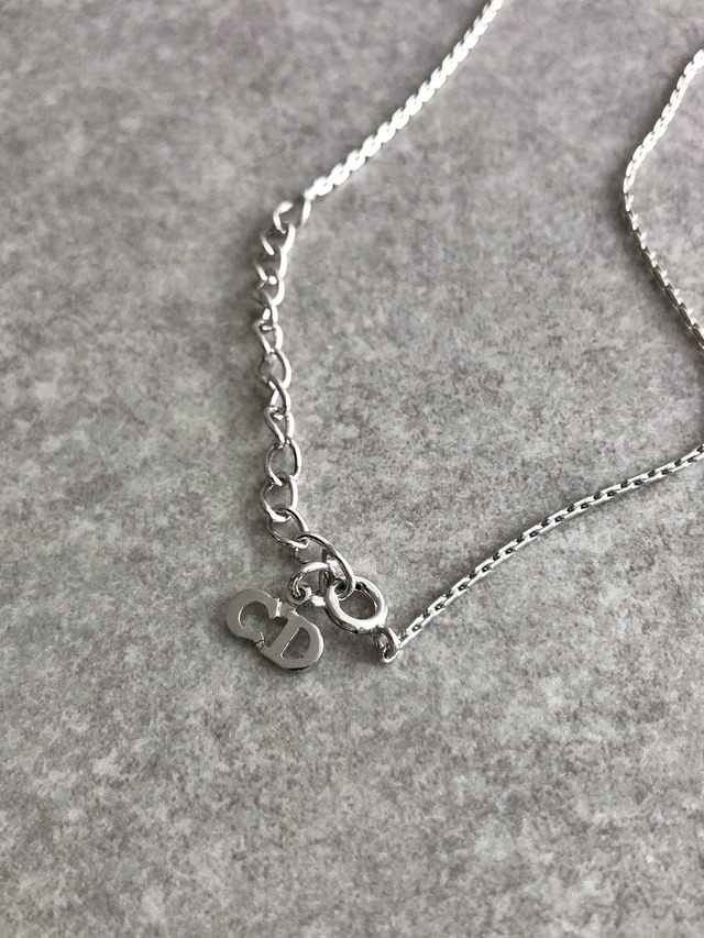 Christian Dior クリスチャン ディオール ネックレス シルバー CD ストーン vintage ヴィンテージ オールド nc4bh4