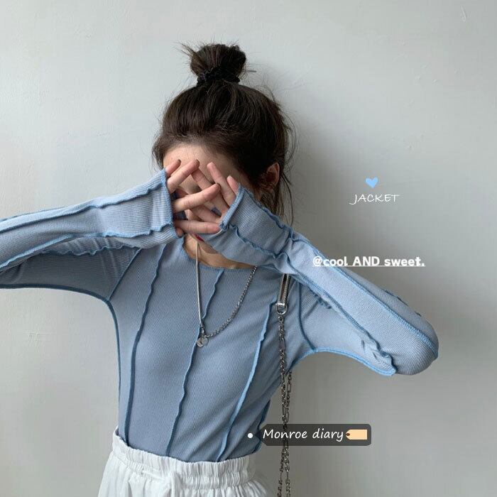 Tシャツ レディーススプリング ロング 春物 モンロー18417403008