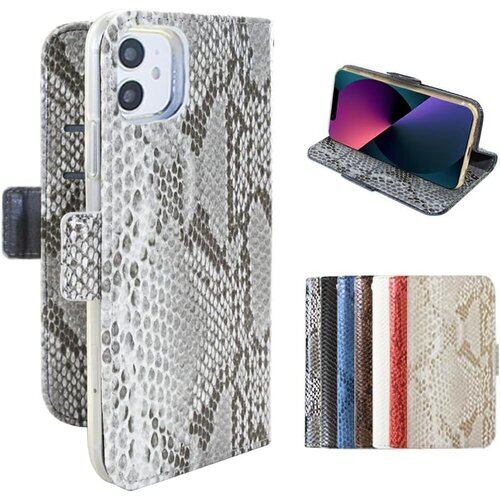 Koda | For Xperia 10 Ⅵ 対応 ケース手帳型 蛇柄 パイソン柄 ヘビ柄 耐衝撃 スマホケース サイドマグネットクローザー付き スタンド機能付き 手帳ケース 保護カバー カラー:グレー Gray 2510