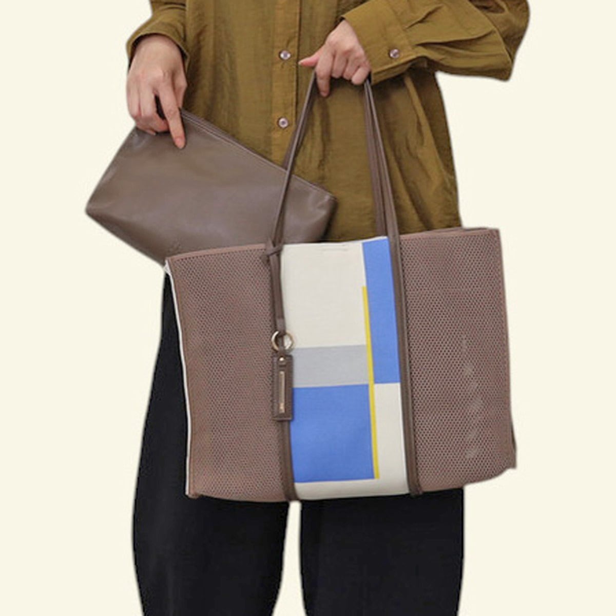 Na.byNananoel】GEOMETRIC ptn. KNITTED TOTE BAG/A4対応 | おきらくさBAGS