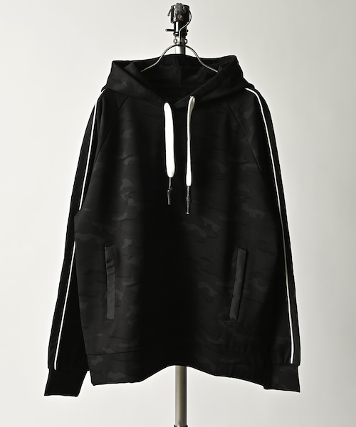 MMMM sleeve line pullover hoodie (BLK/CAMO) 14010M24