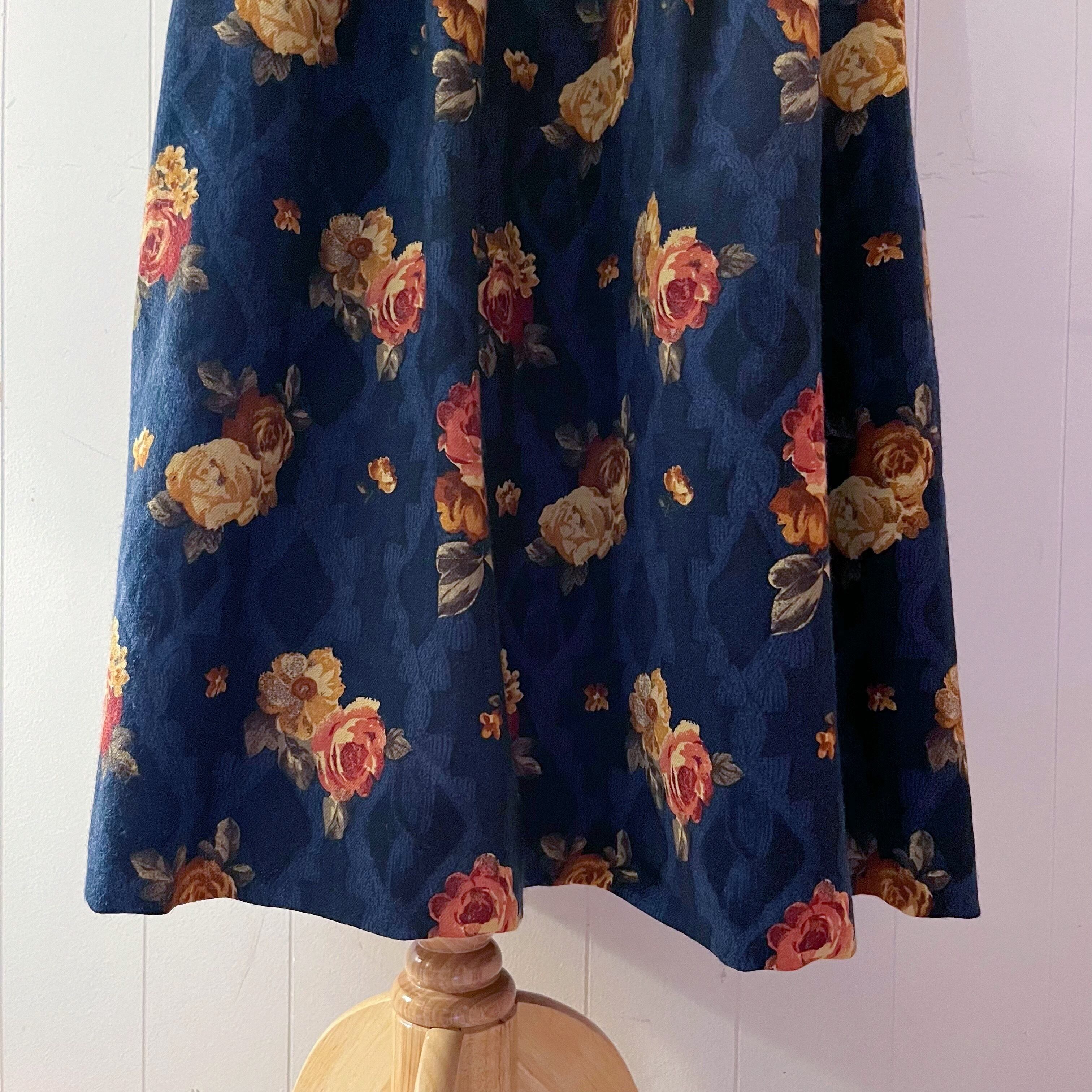 antique rose blue diamond tuck skirt