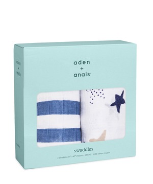 【数量限り】aden + anais エイデンアンドアネイ おくるみ スター 2枚セット 120×120cm モスリンコットン スワドル 新生児 出産祝い SWADAB4056