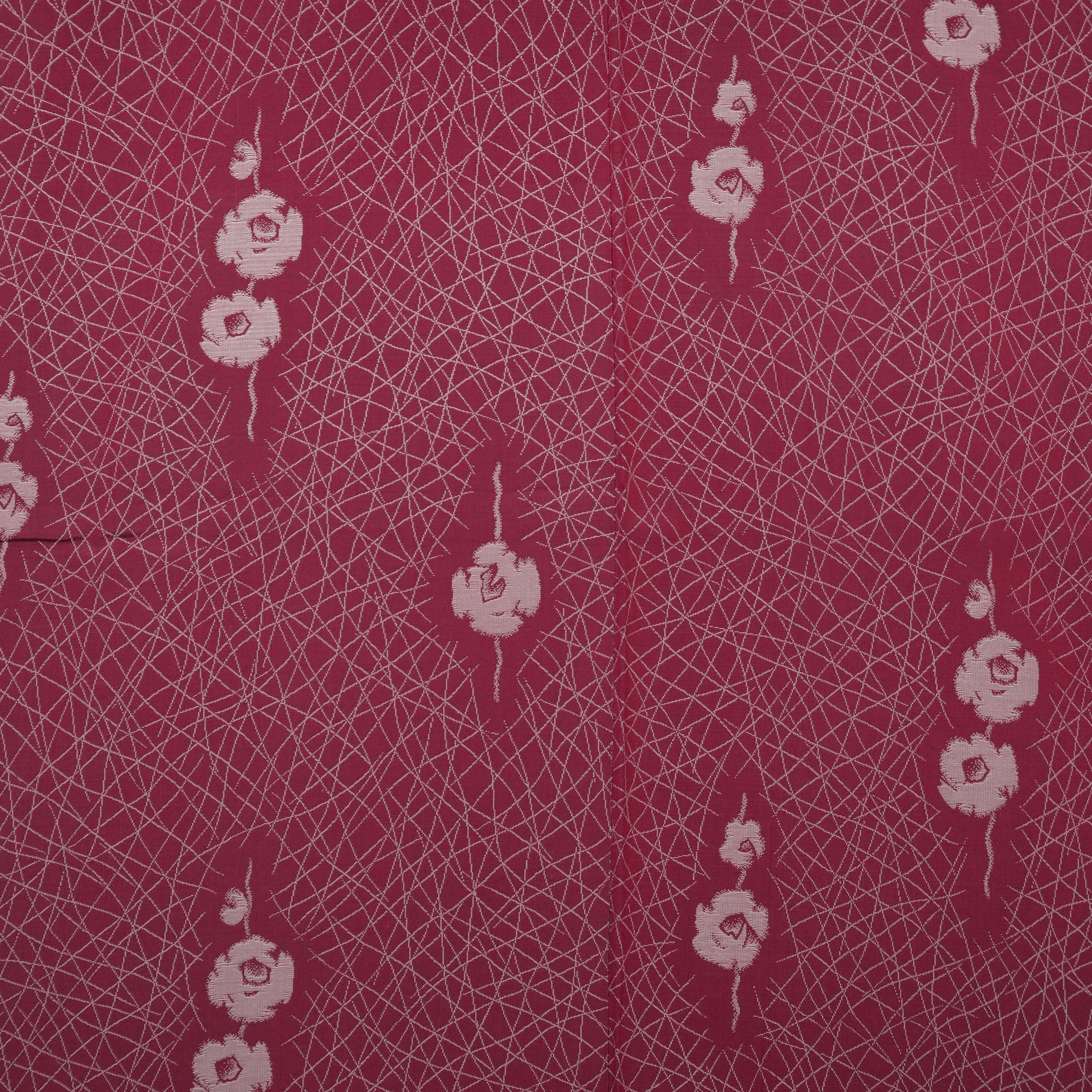 正絹 花柄 御召小紋着物 | Vintage omeshi komon kimono with flowers and lines