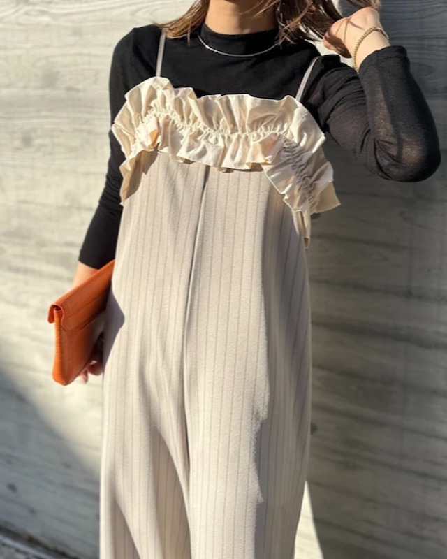 frille stripe overalls