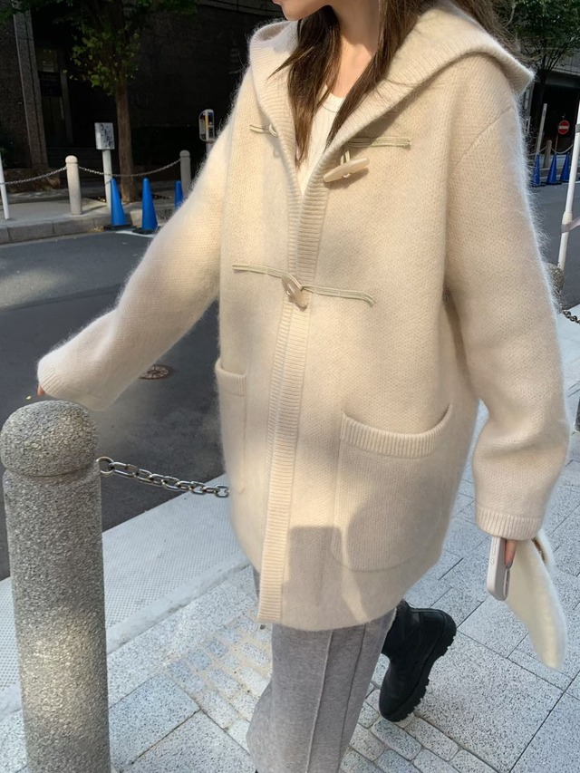 (予約) mellounge / Mohair hooded knit coat 2color