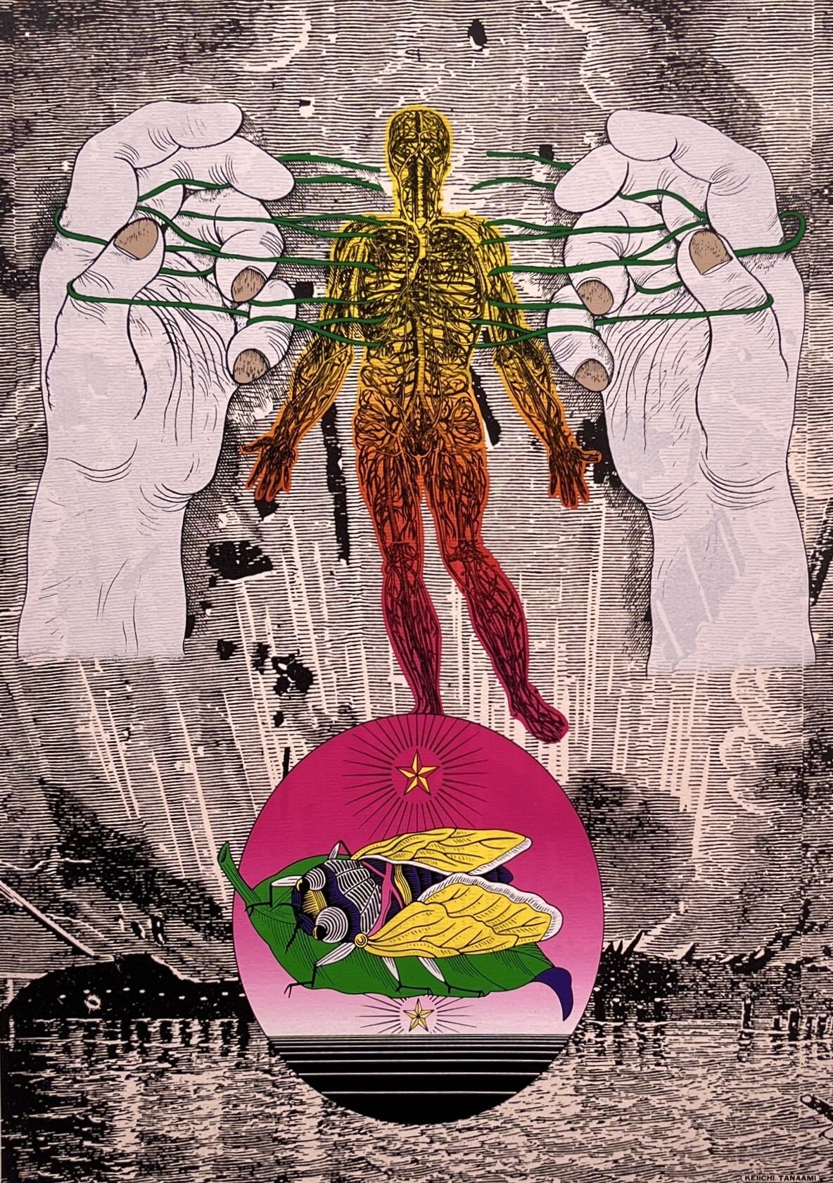 久里洋二作品 / アクリル画 / 「富士山」/ 額付き | VIVANT ART