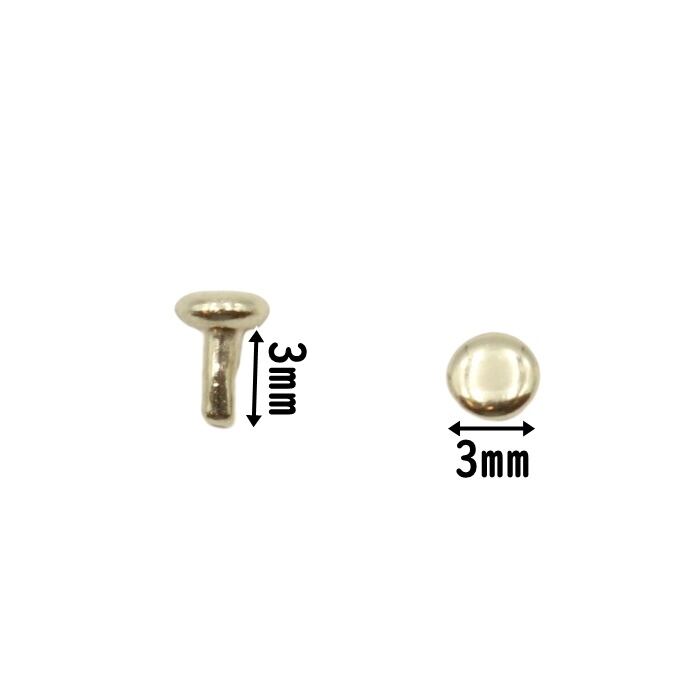 両面カシメ 極小サイズ 3x3 頭3mm、足3mm 100個セット 全5色 | KUKU工房