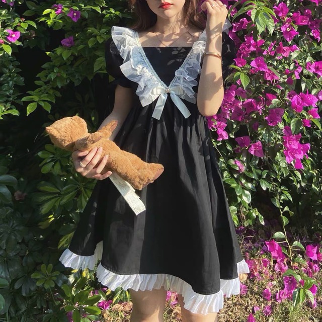 ガーリー ワンピース セーラー服 森ガール フリフリ ホワイト ワンピース ガーリー ロリータ 原宿 姫 ワンピース 丸襟 ミニスカート リボン Loveysmileshop ガーリー ワンピース セーラー服 森ガール フリフリ ホワイト ワンピース ガーリー ロリータ 原宿 姫 ワンピース 丸襟 ミニスカート リボン Loveysmileshop